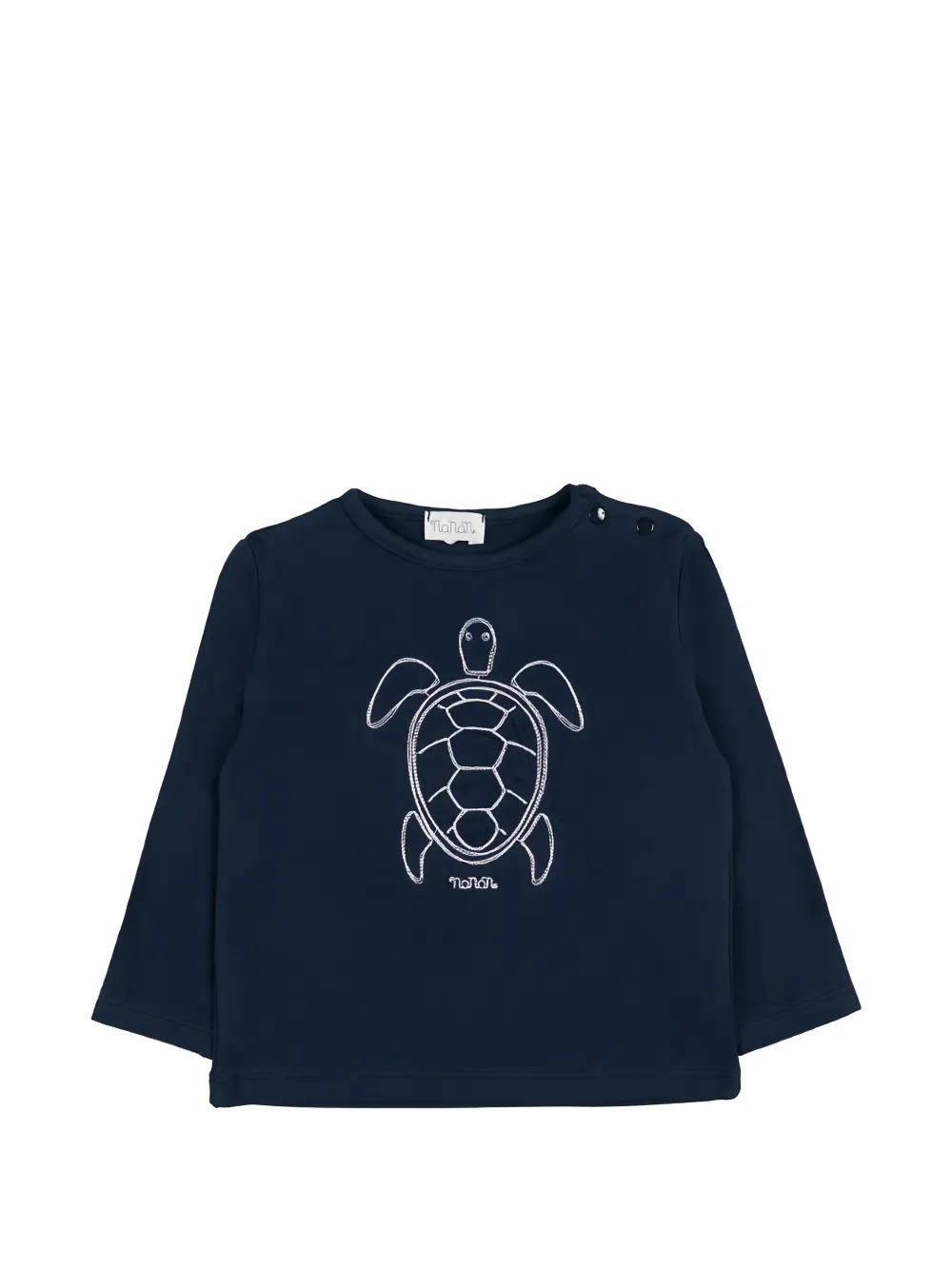NANAN turtle-embroidered long-sleeve T-shirt Blauw