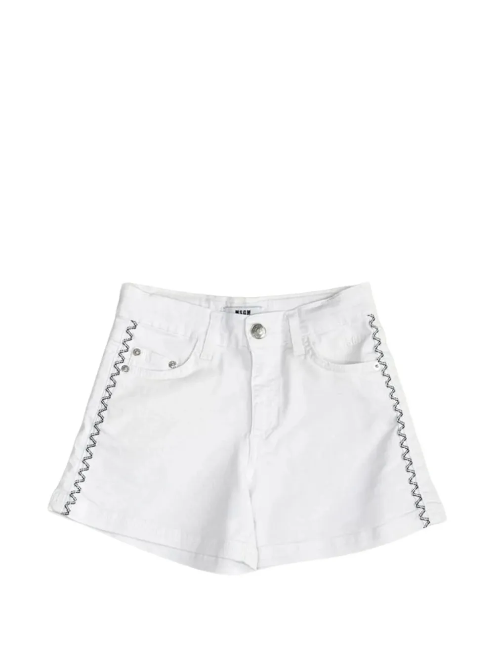 MSGM Kids Shorts mit Zickzack-Stickerei - Weiß