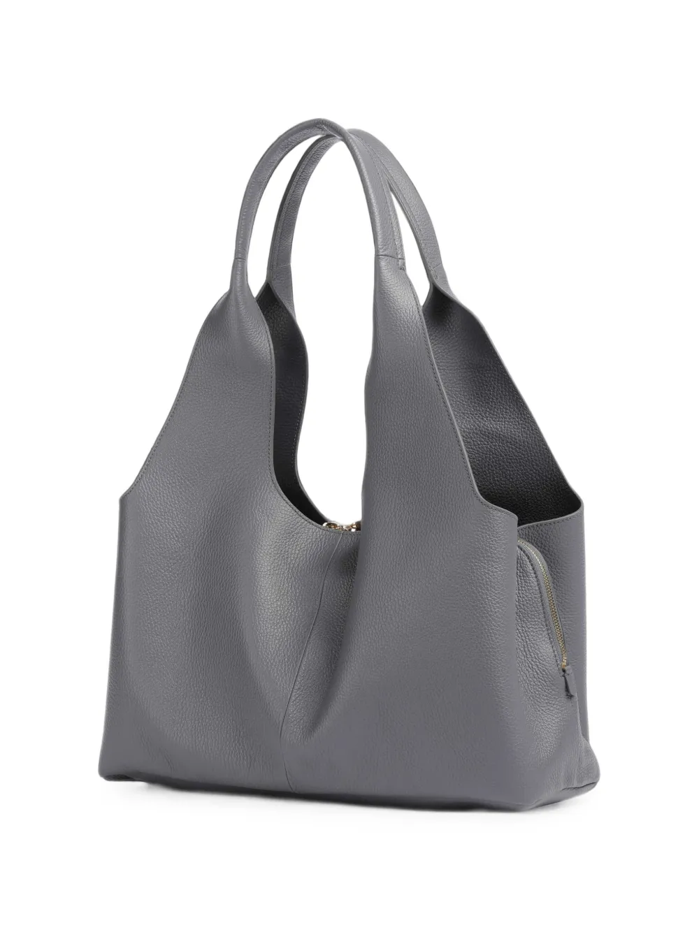 Coccinelle Nell grote shopper van bewerkt leer met logoplakkaat Grijs