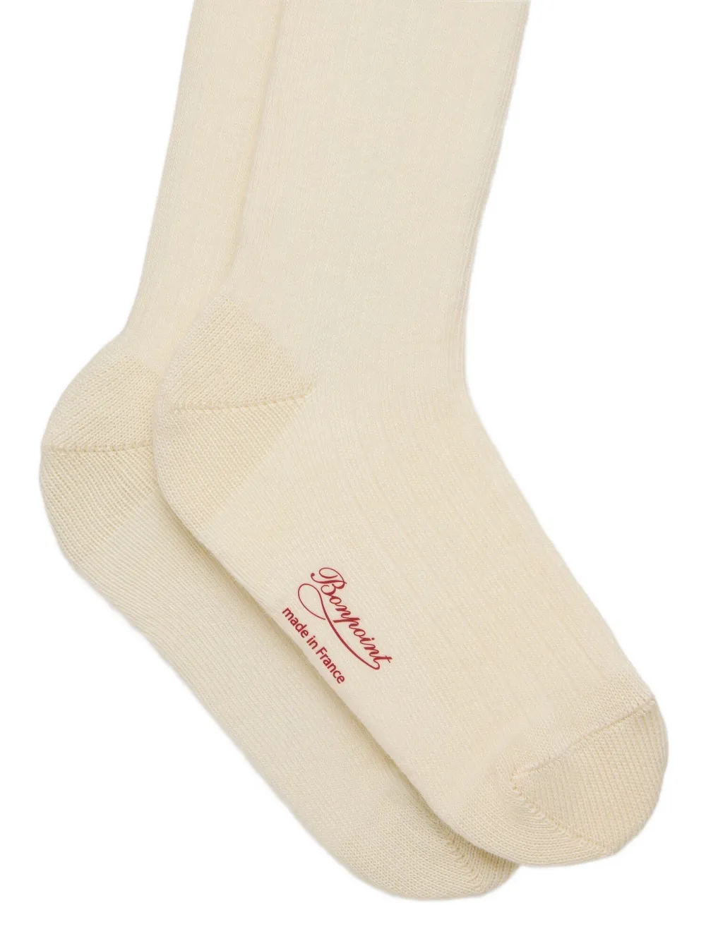 Bonpoint Manea gestreepte sokken met geborduurde kersen Beige