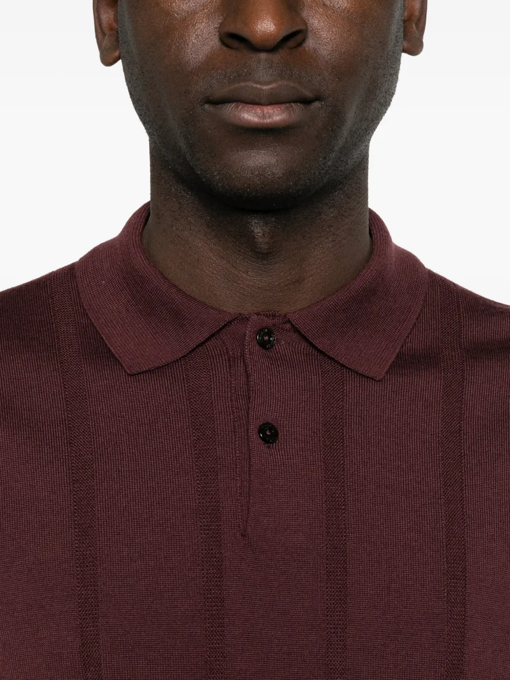 Canali Ribgebreid poloshirt met korte mouwen Rood