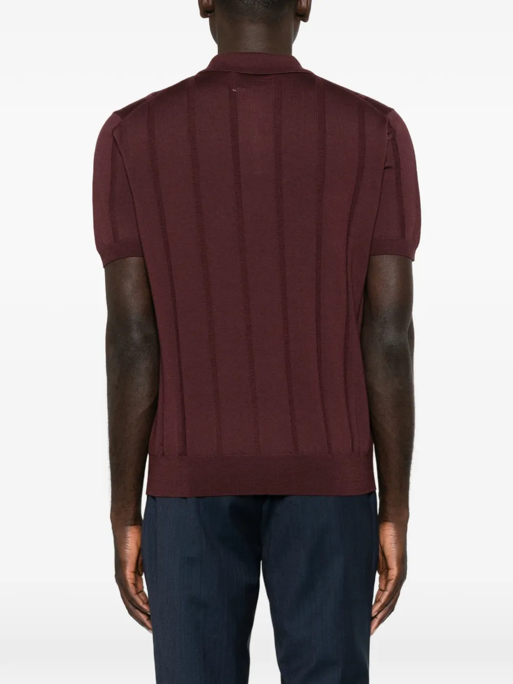 Canali Ribgebreid poloshirt met korte mouwen Rood