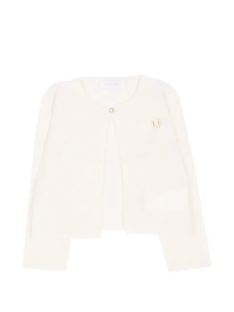 Roberto Cavalli Junior logo-plaque knit cardigan
