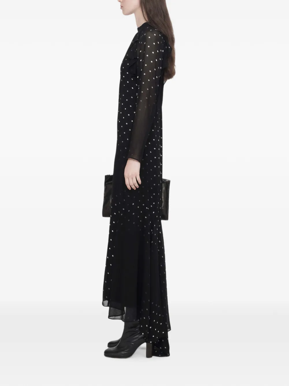 AllSaints Clarisse polkadot-print maxi dress Zwart