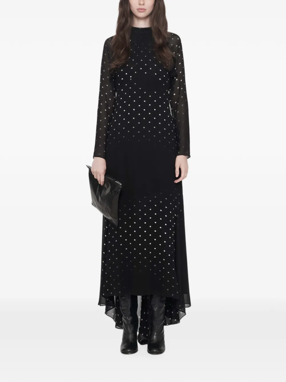 AllSaints Clarisse polkadot-print maxi dress Zwart