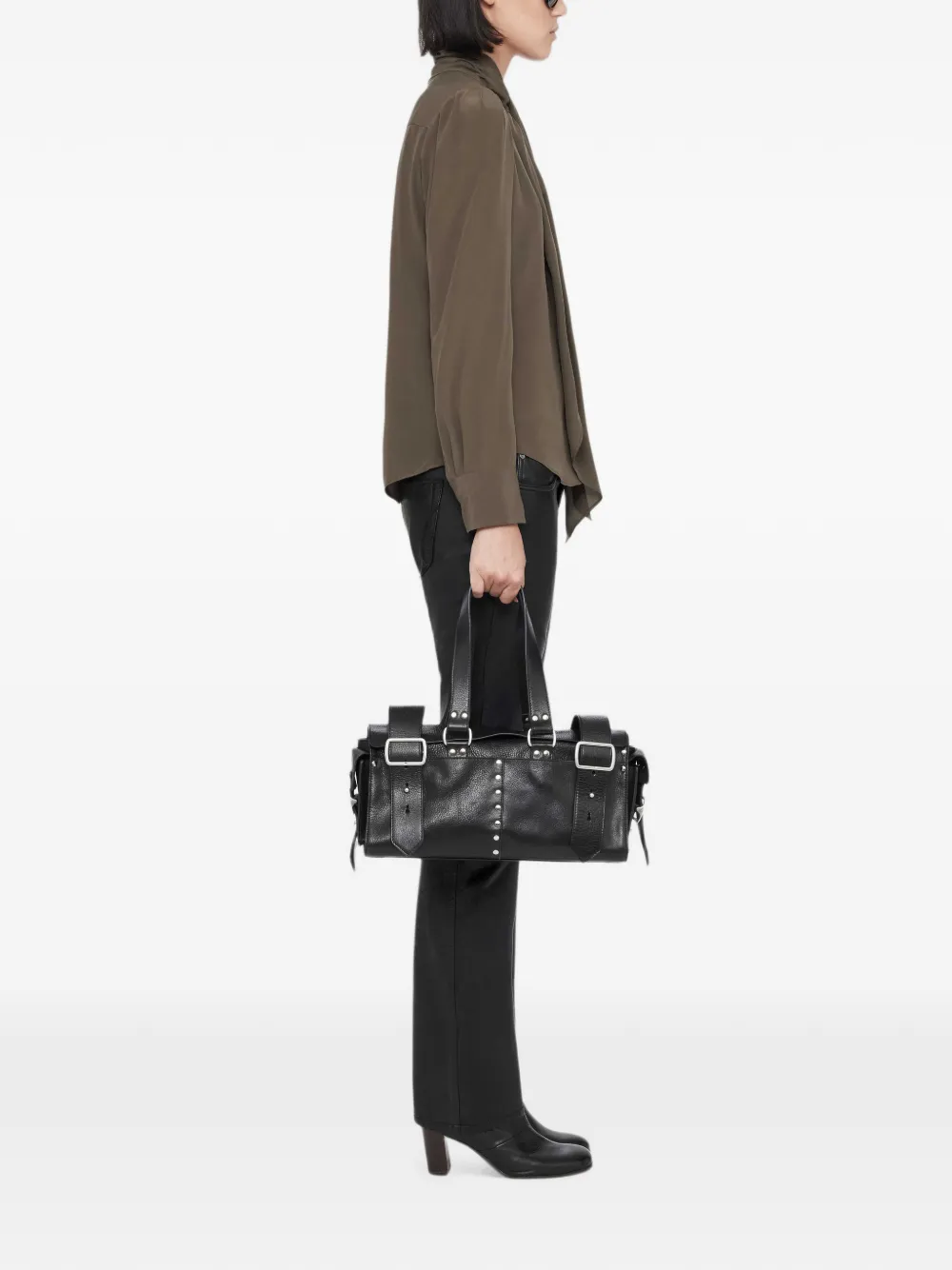 AllSaints Iris blouse met gestrikte hals Groen