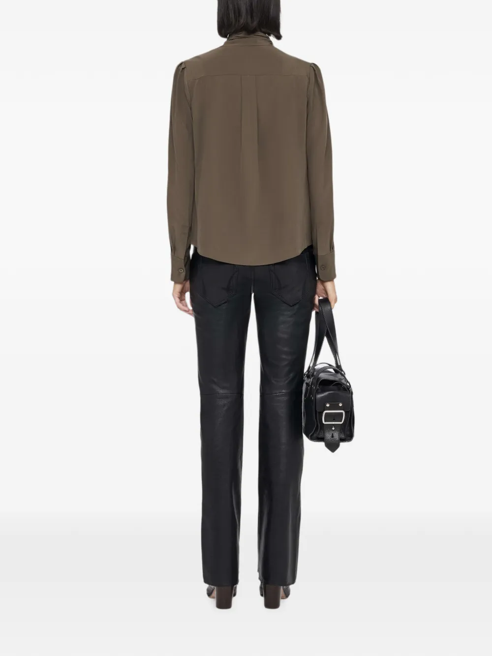 AllSaints Iris blouse met gestrikte hals Groen