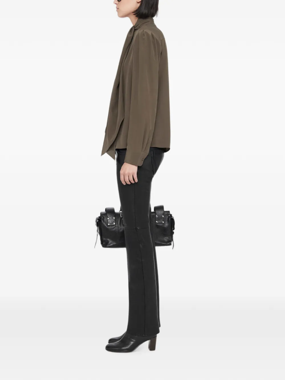 AllSaints Iris blouse met gestrikte hals Groen