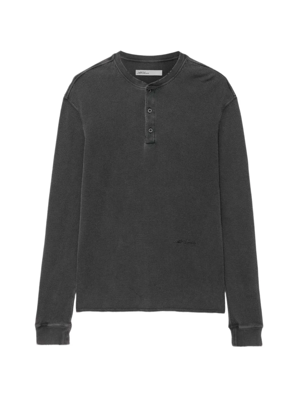 AllSaints Raine wafelgebreid henley T-shirt Grijs