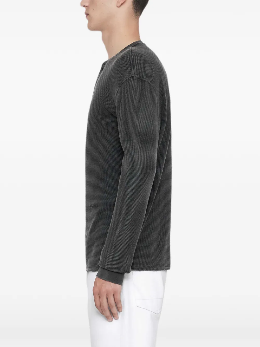 AllSaints Raine wafelgebreid henley T-shirt Grijs