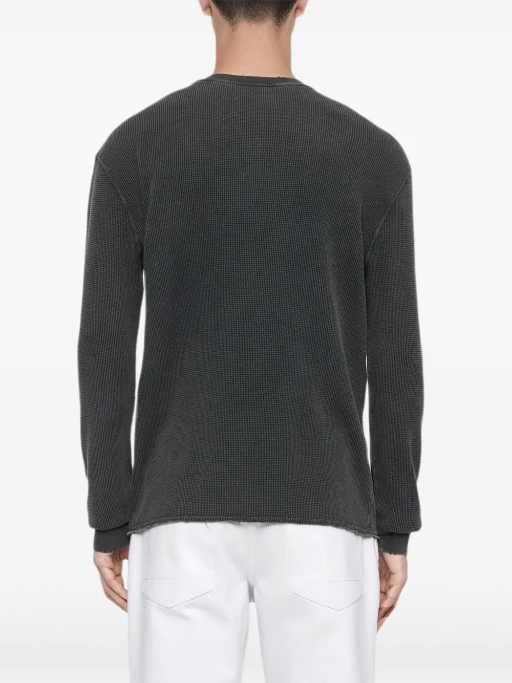 AllSaints Raine wafelgebreid henley T-shirt Grijs
