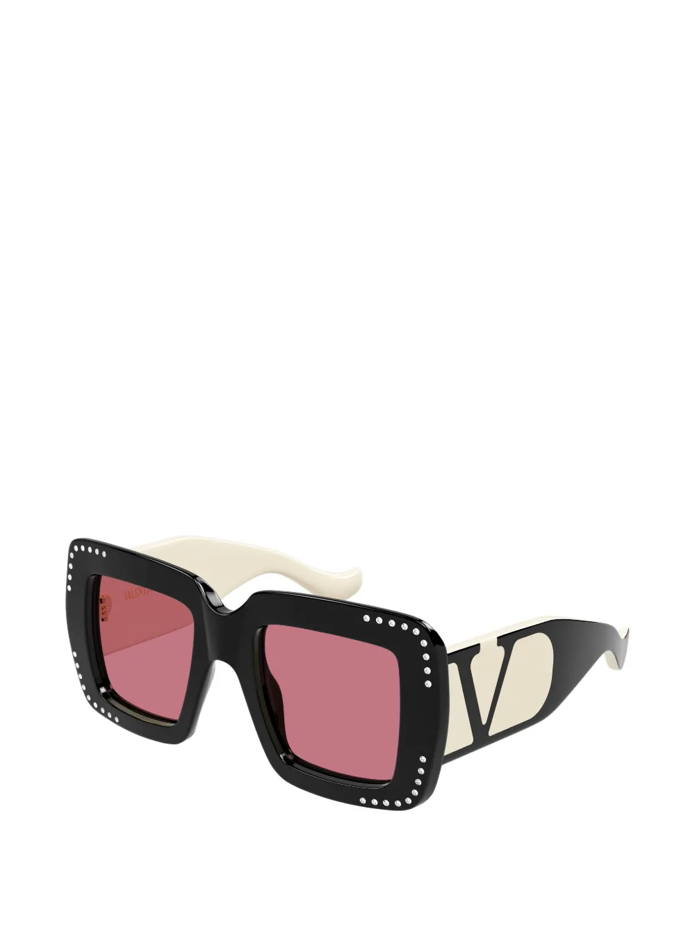 VALENTINO GARAVANI EYEWEAR VLogo crystal-embellished square-frame sunglasses Zwart