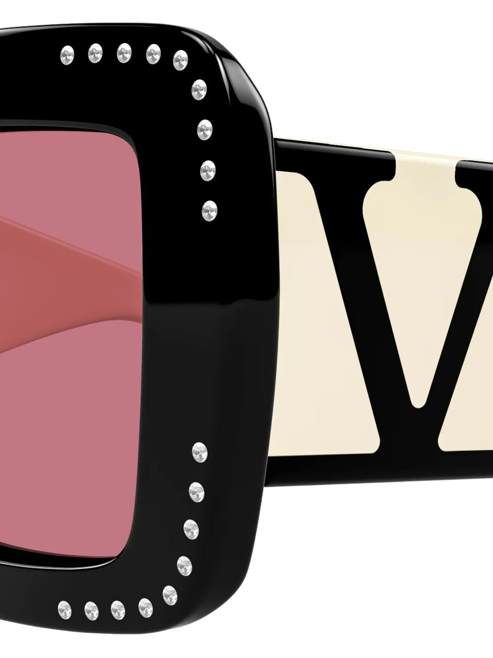 VALENTINO GARAVANI EYEWEAR VLogo crystal-embellished square-frame sunglasses Zwart
