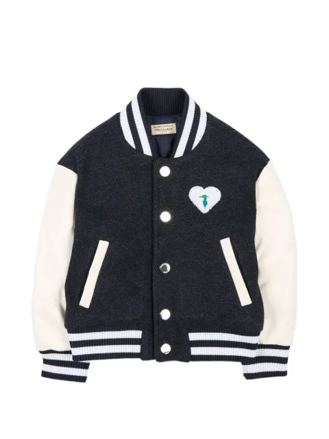 TRUSSARDI JUNIOR herringbone-weave logo-patch bomber jacket