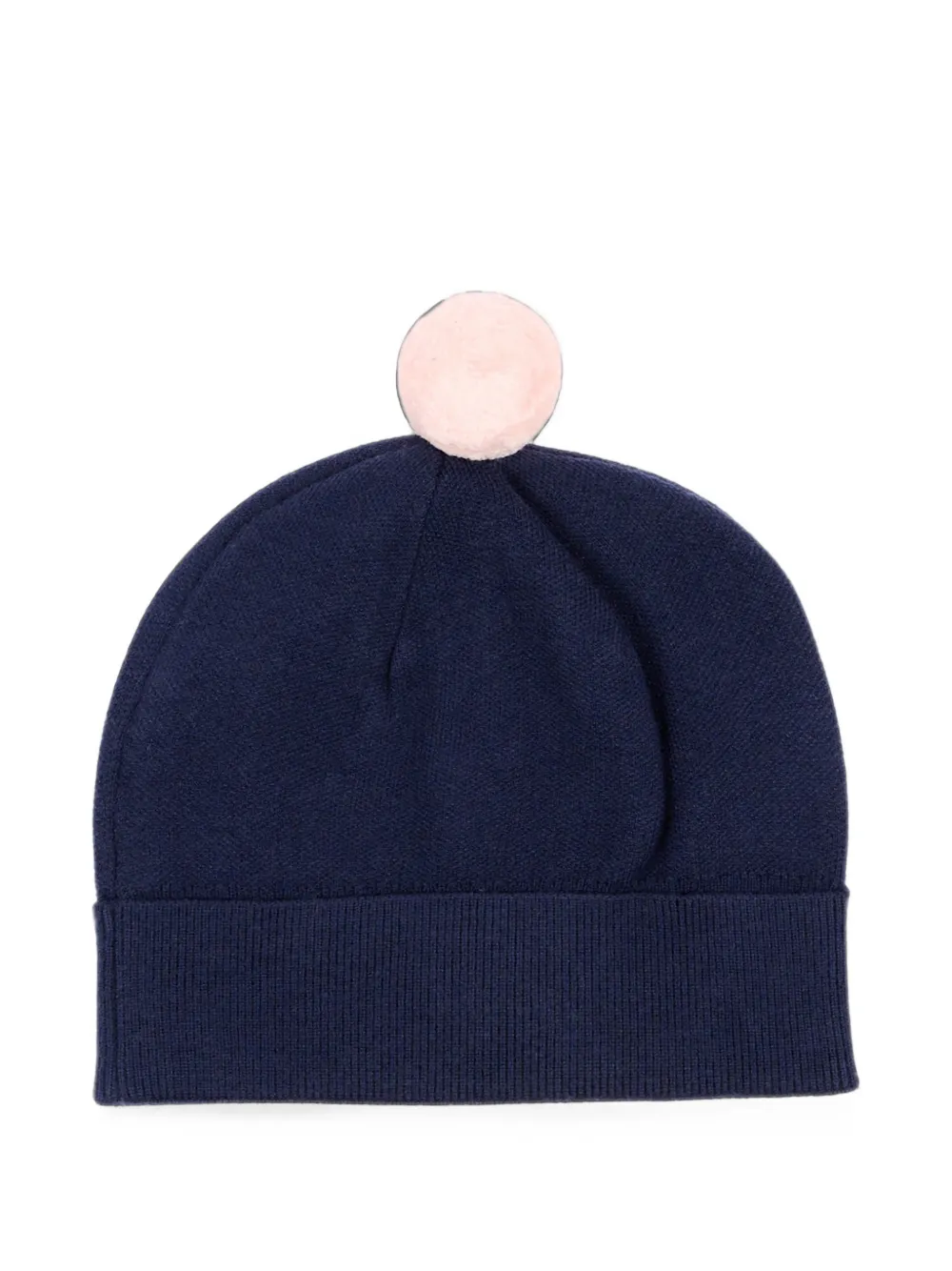 TRUSSARDI JUNIOR pom-pom logo-embroidered beanie hat Blauw