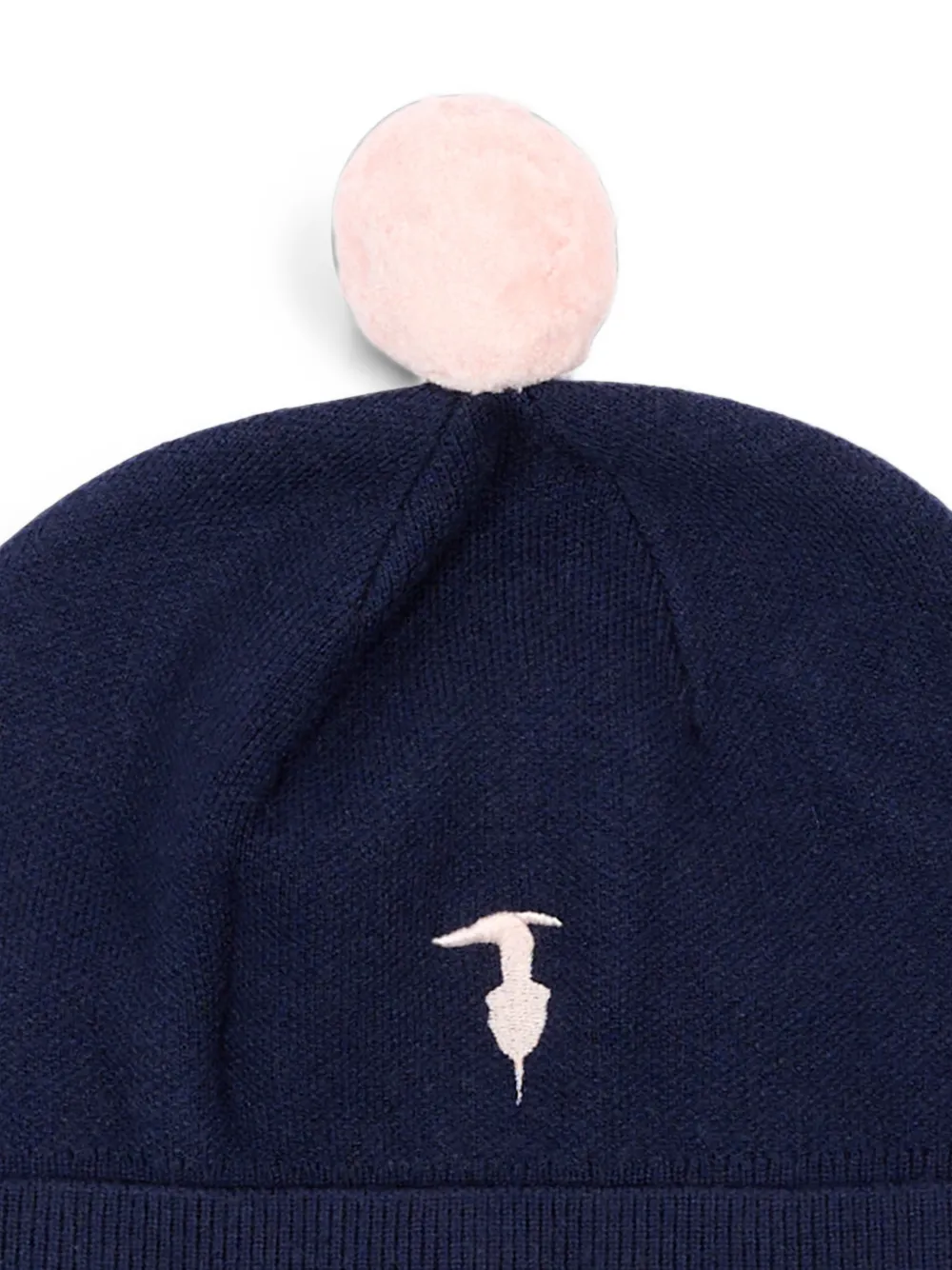 TRUSSARDI JUNIOR pom-pom logo-embroidered beanie hat Blauw