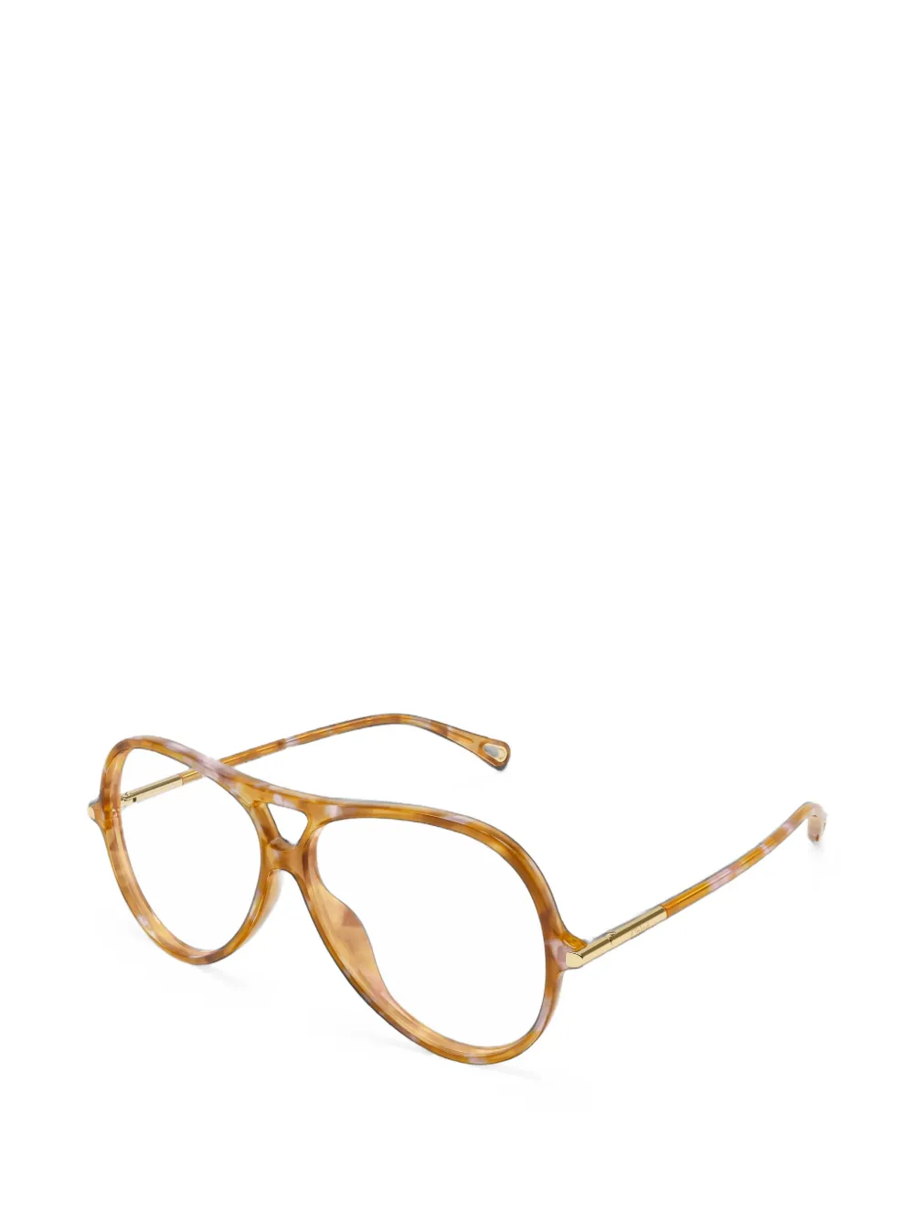 Chloé Eyewear tortoiseshell-effect pilot-frame glasses Beige