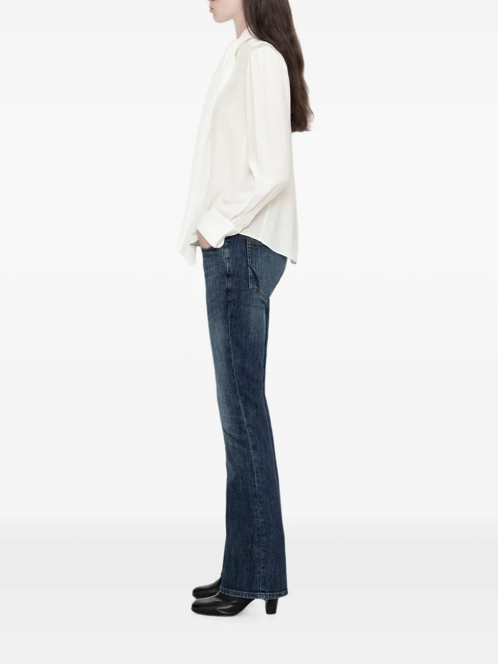 AllSaints Iris blouse met gestrikte hals Wit