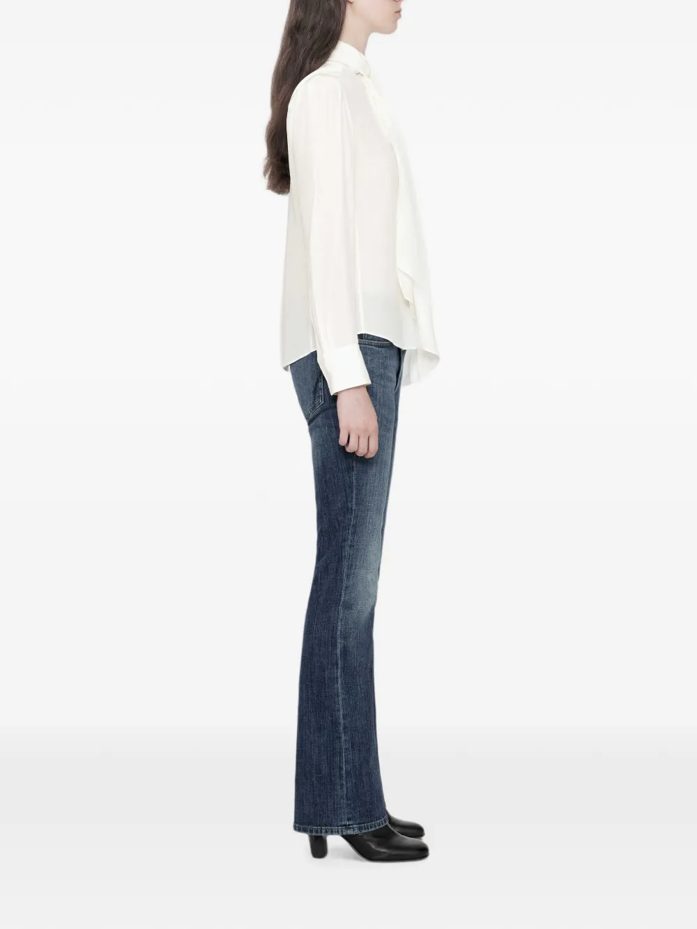 AllSaints Iris blouse met gestrikte hals Wit