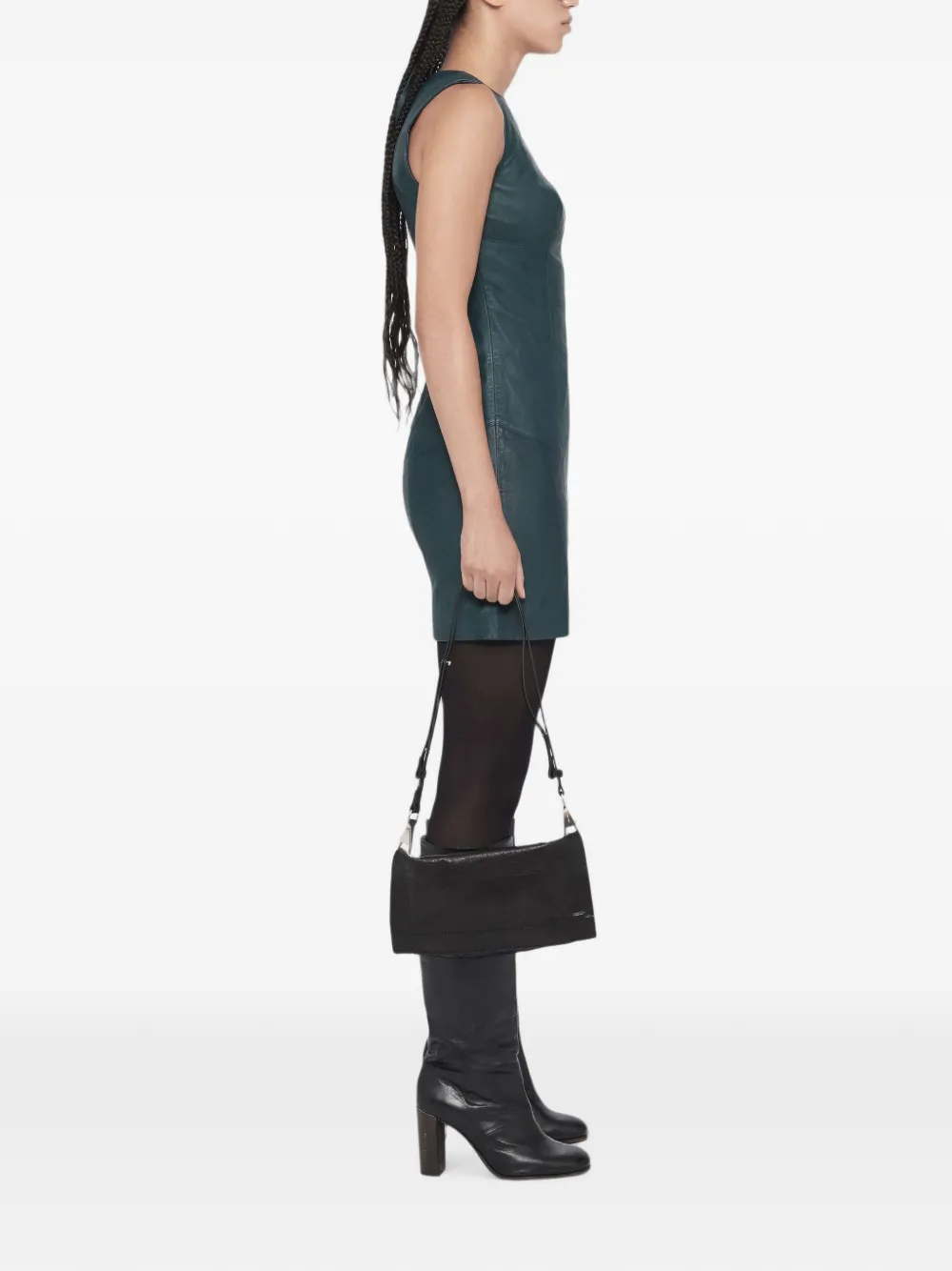 AllSaints Vee leather mini dress Blauw