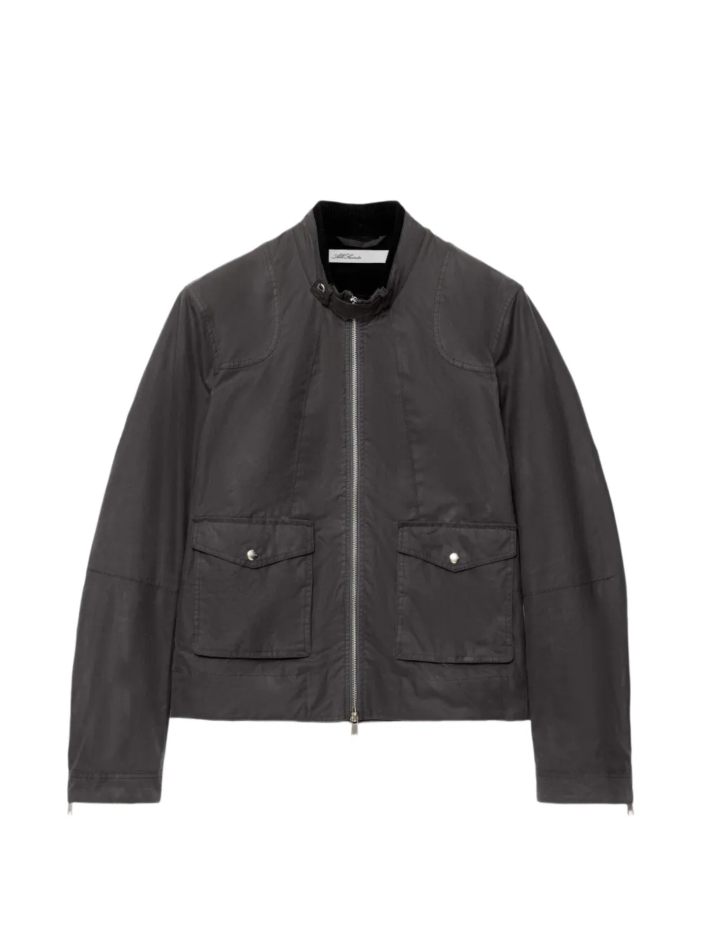 AllSaints Giacca racer Kirk cerata - Grigio