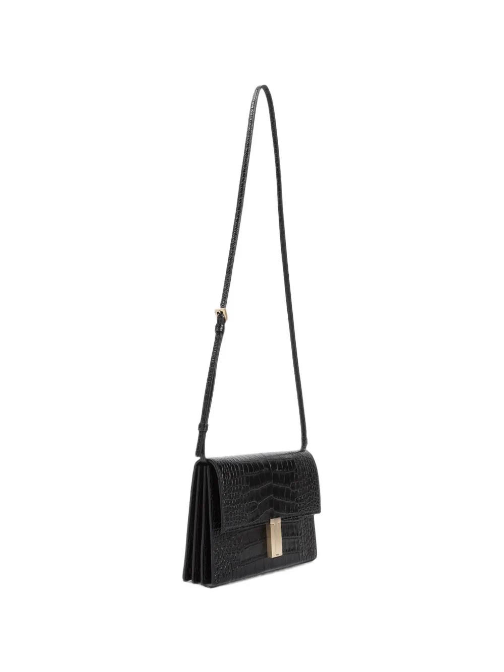 TOM FORD Mia leren mini-tas met krokodillen-reliëf Zwart