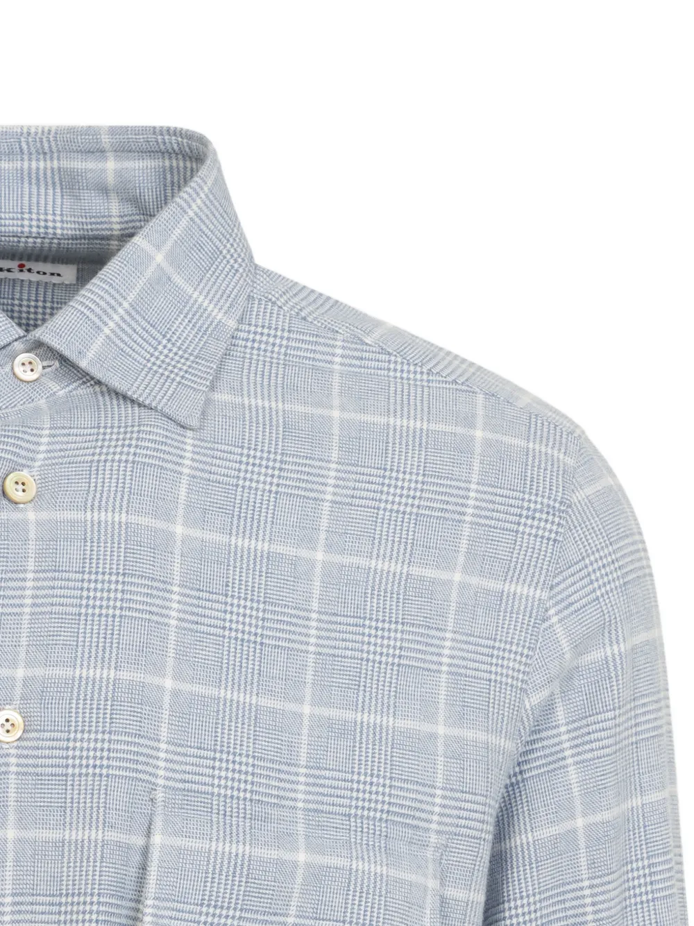 Kiton Geruit overhemd met klepzak Blauw
