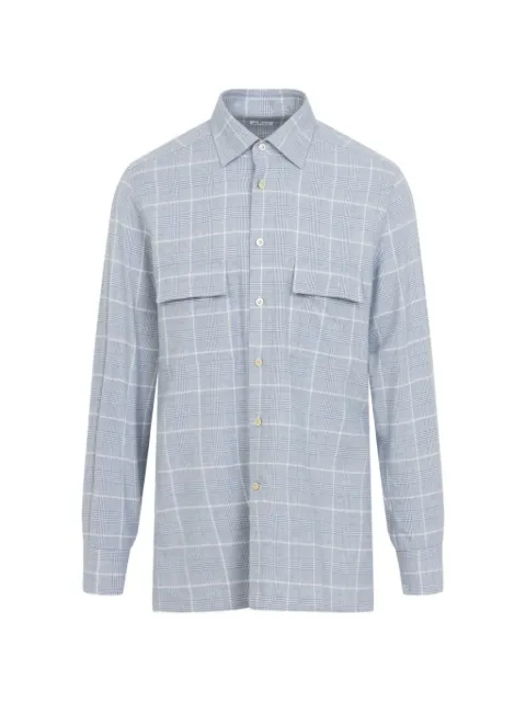 Kiton check-pattern flap-pocket shirt