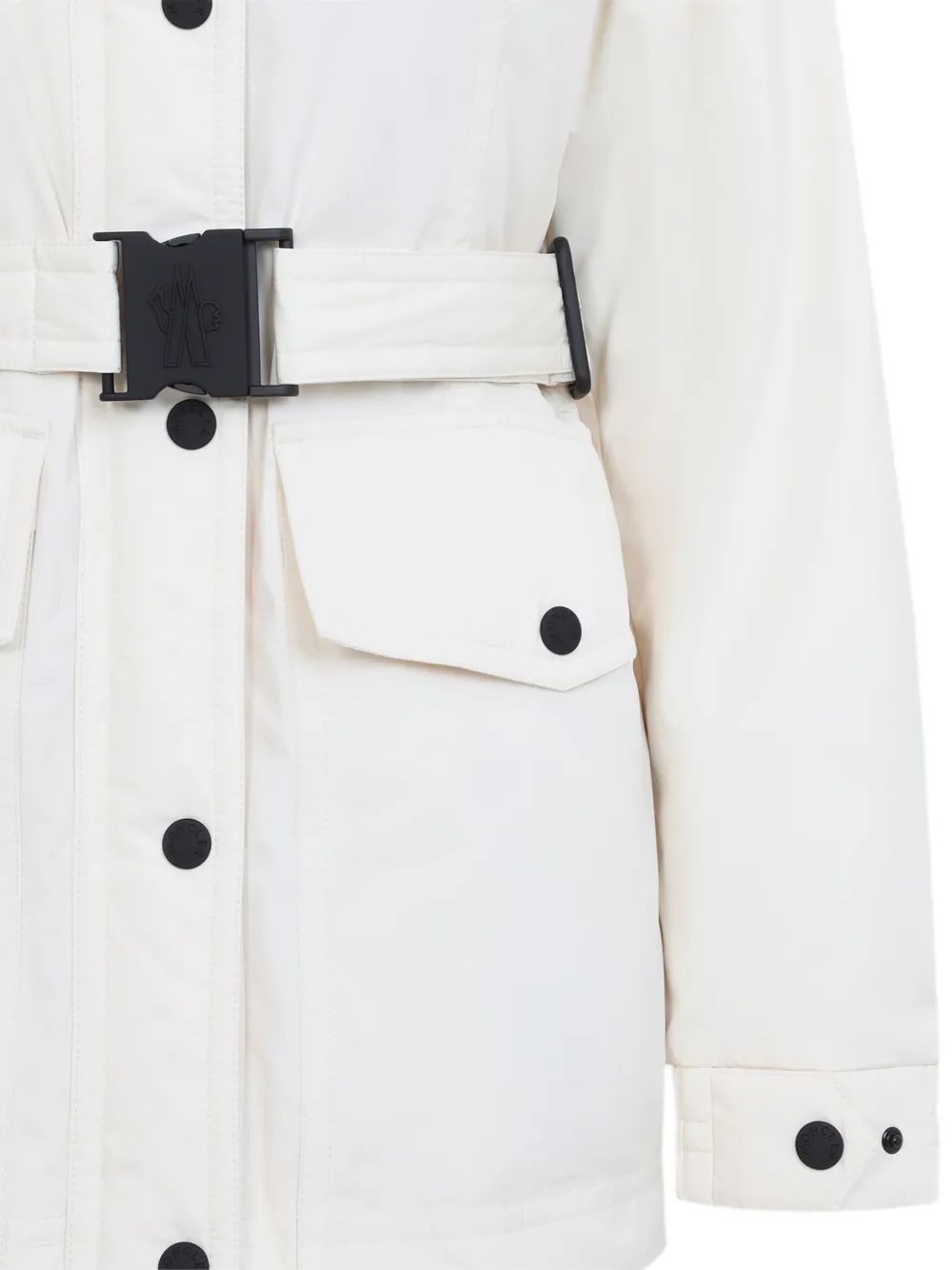 Moncler Grenoble Caramany jack met ceintuur en hoge hals Wit