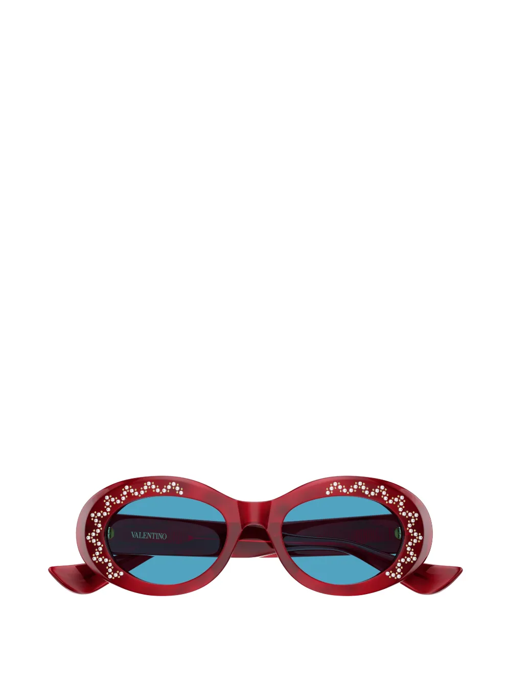 VALENTINO GARAVANI EYEWEAR Ovale VLogo Sonnenbrille mit Kristallen - Rot