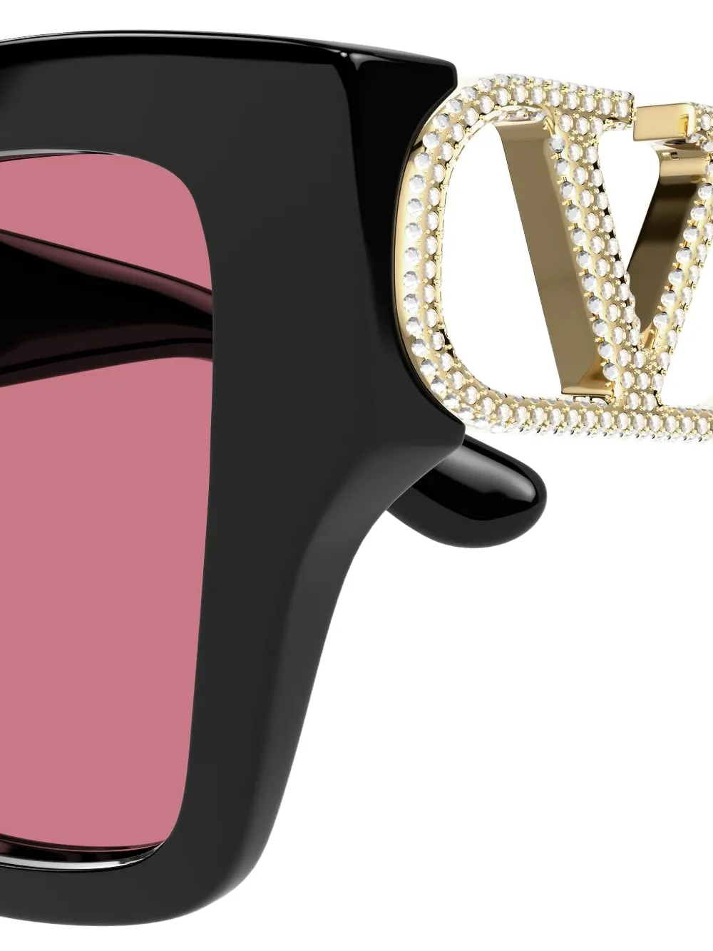 VALENTINO GARAVANI EYEWEAR VLogo crystal-embellished square-frame sunglasses Zwart