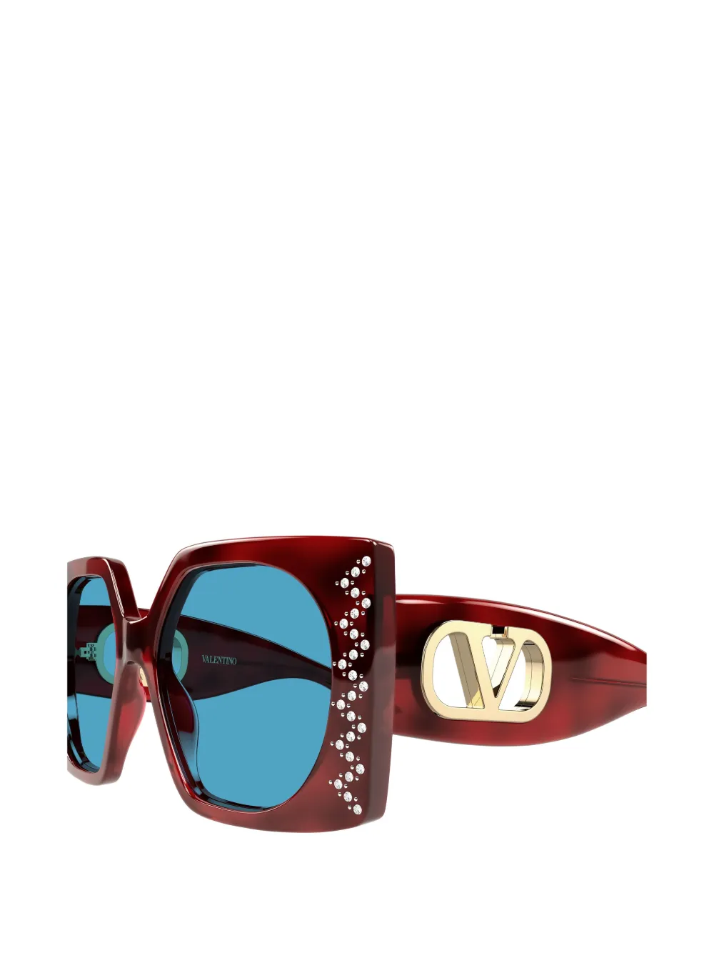 VALENTINO GARAVANI EYEWEAR VLogo crystal-embellished square-frame sunglasses Rood