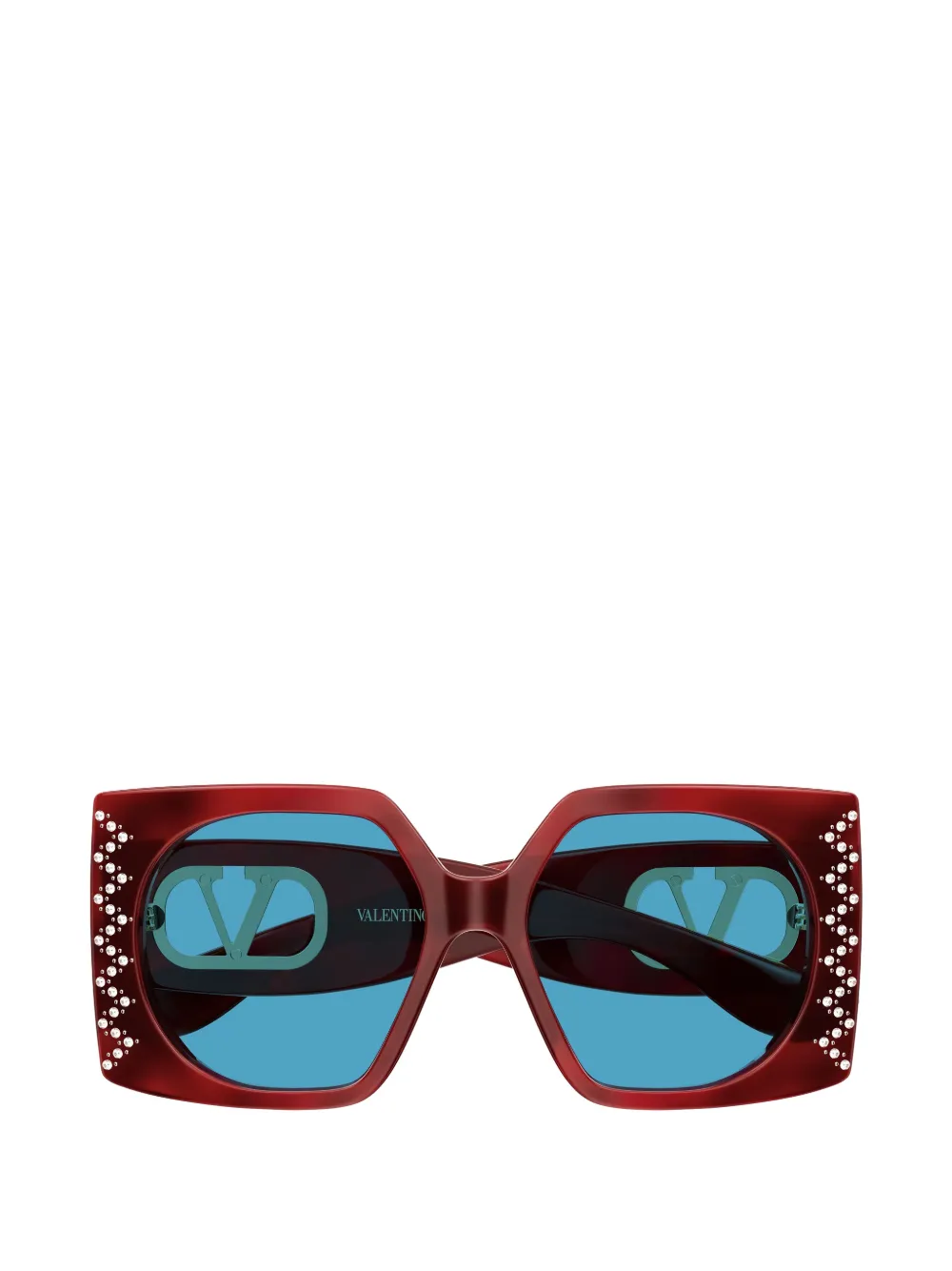 VALENTINO GARAVANI EYEWEAR VLogo crystal-embellished square-frame sunglasses