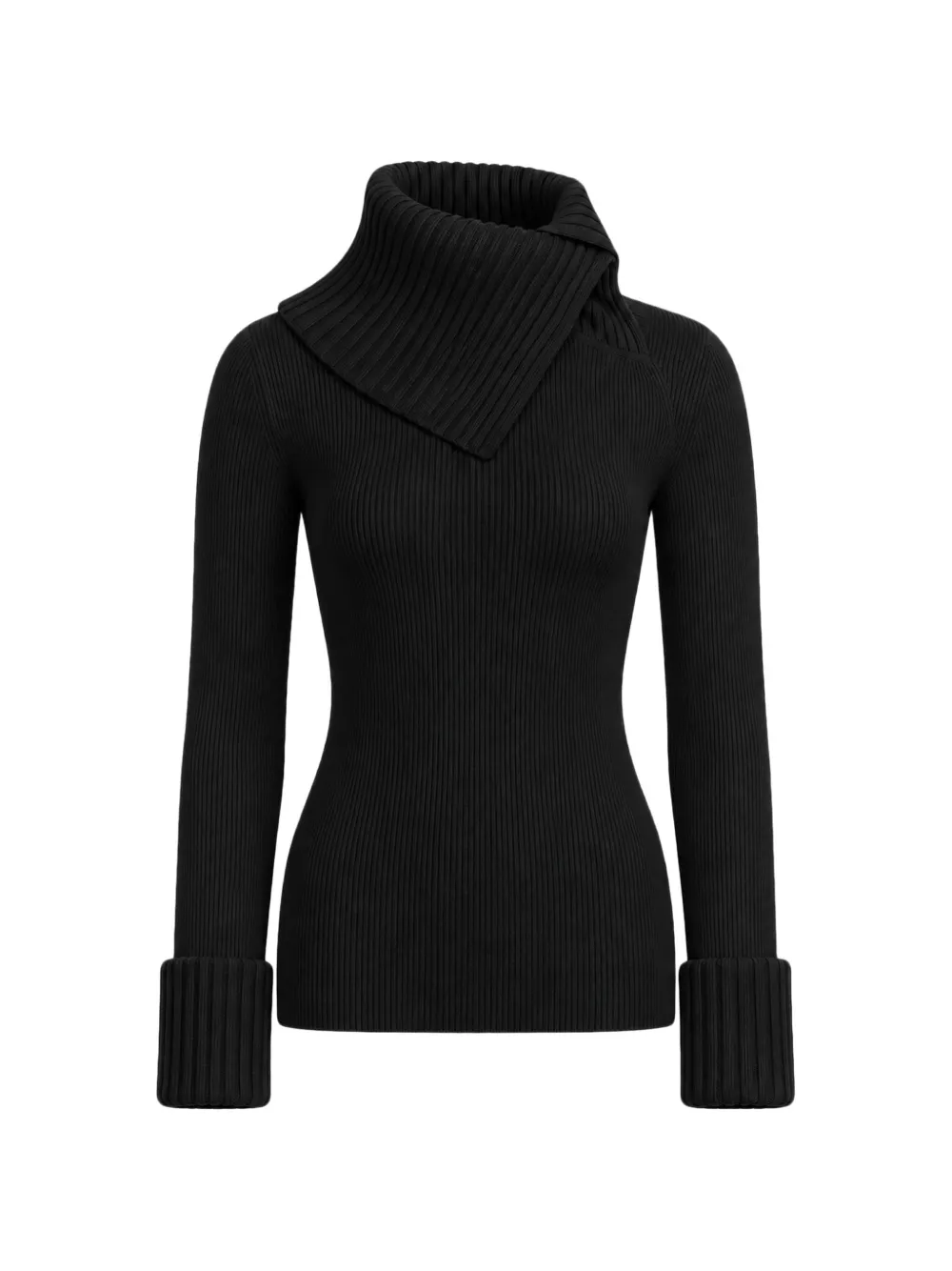 Sportmax asymmetric-collar ribbed-knit sweater