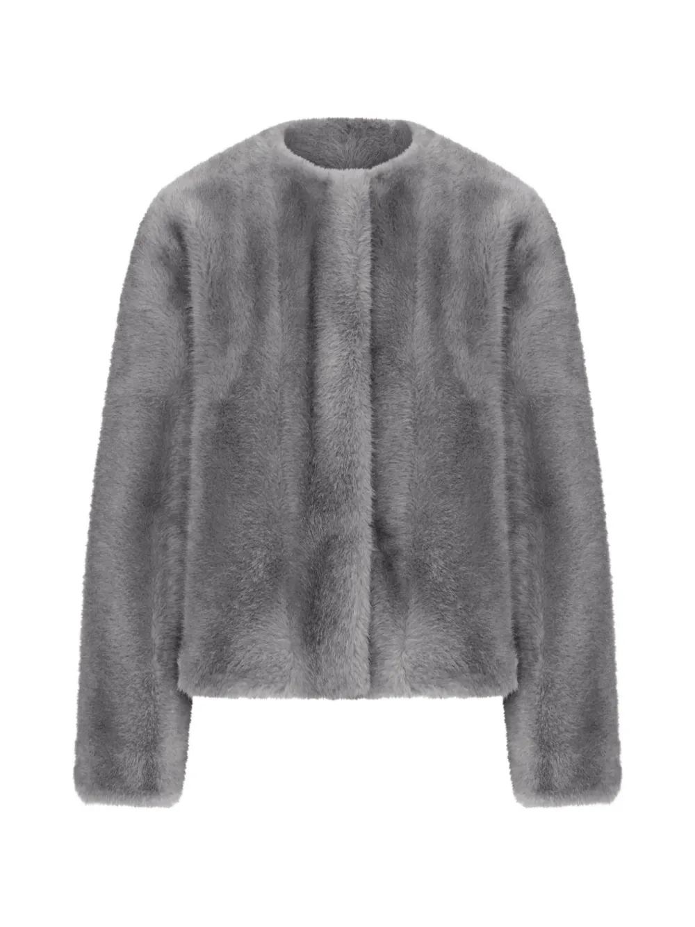 Max Mara faux-fur collarless jacket - Grigio