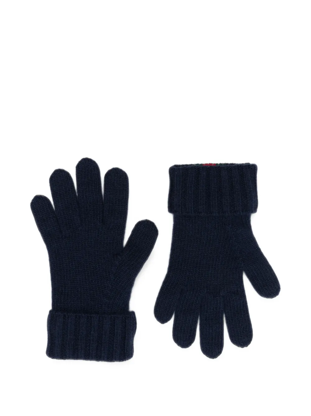 Gucci Kids Web-stripe knitted gloves Blauw
