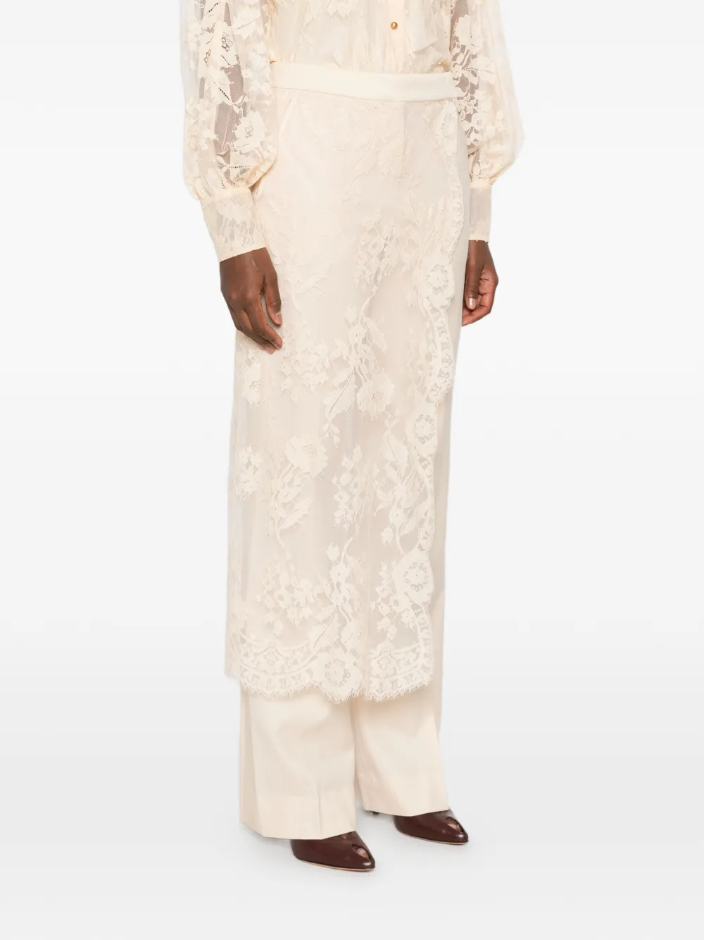 ZIMMERMANN Valiant lace-panelled tailored trousers Beige