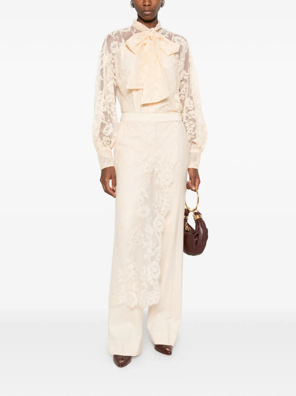 ZIMMERMANN Valiant lace-panelled tailored trousers Beige
