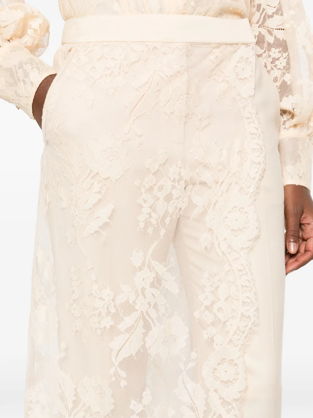 ZIMMERMANN Valiant lace-panelled tailored trousers Beige