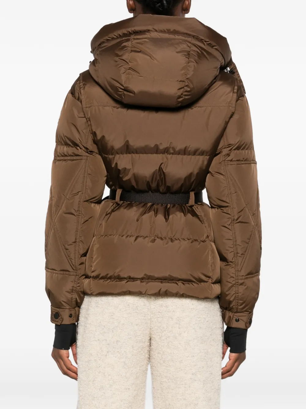 Moncler Grenoble Jack met capuchon en ceintuur Bruin