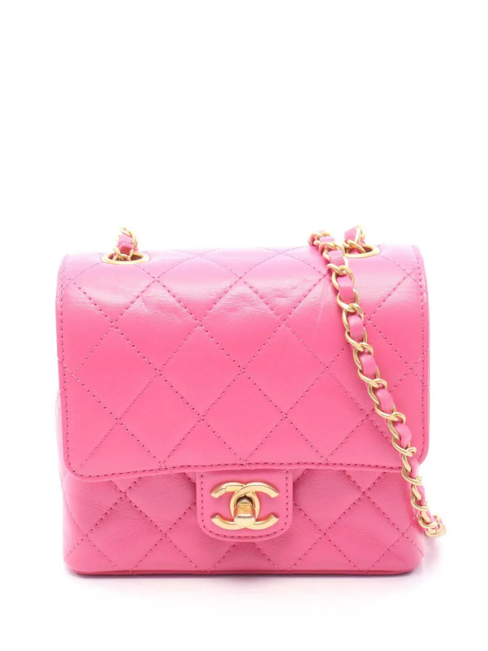 CHANEL Pre-Owned 2021-2026 Mini Square Quilted Goatskin Flap crossbody bag - Rosa