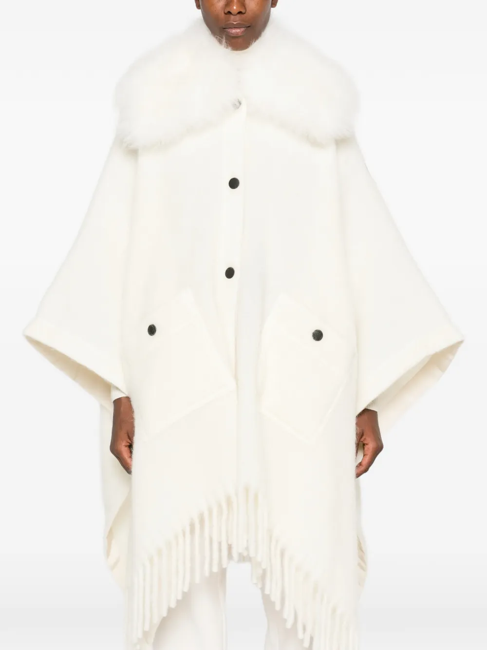 Moncler Grenoble Cape met franje Beige