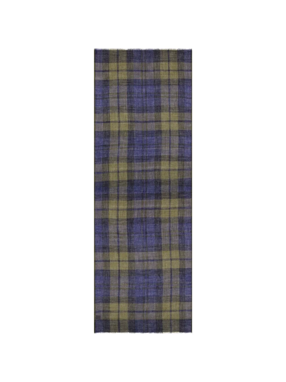HARTFORD Tartan check-pattern frayed scarf - Blu