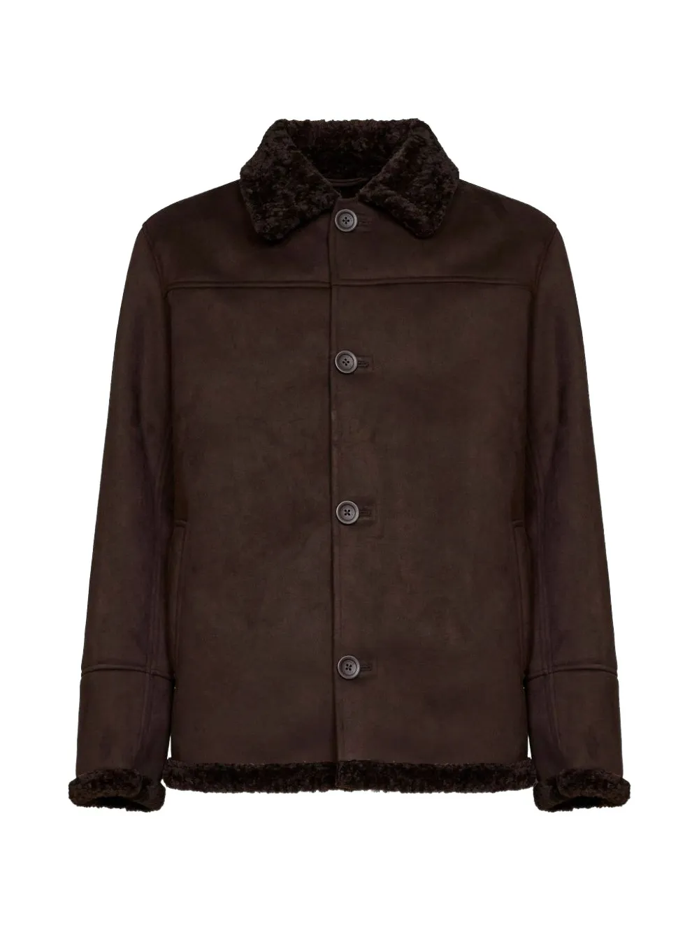 Herno faux-shearling-collar suede-texture jacket Bruin