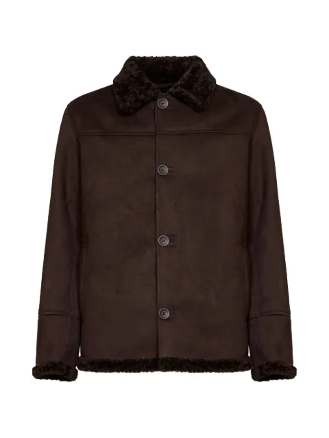 Herno faux-shearling-collar suede-texture jacket