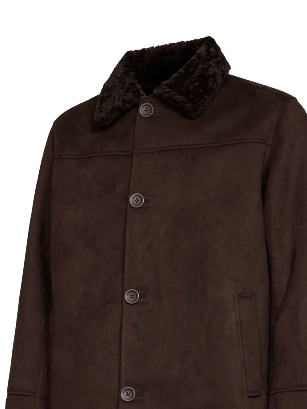 Herno faux-shearling-collar suede-texture jacket Bruin