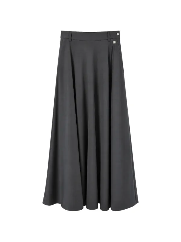 Herno Belt-loop A-line Midi Skirt in Grey