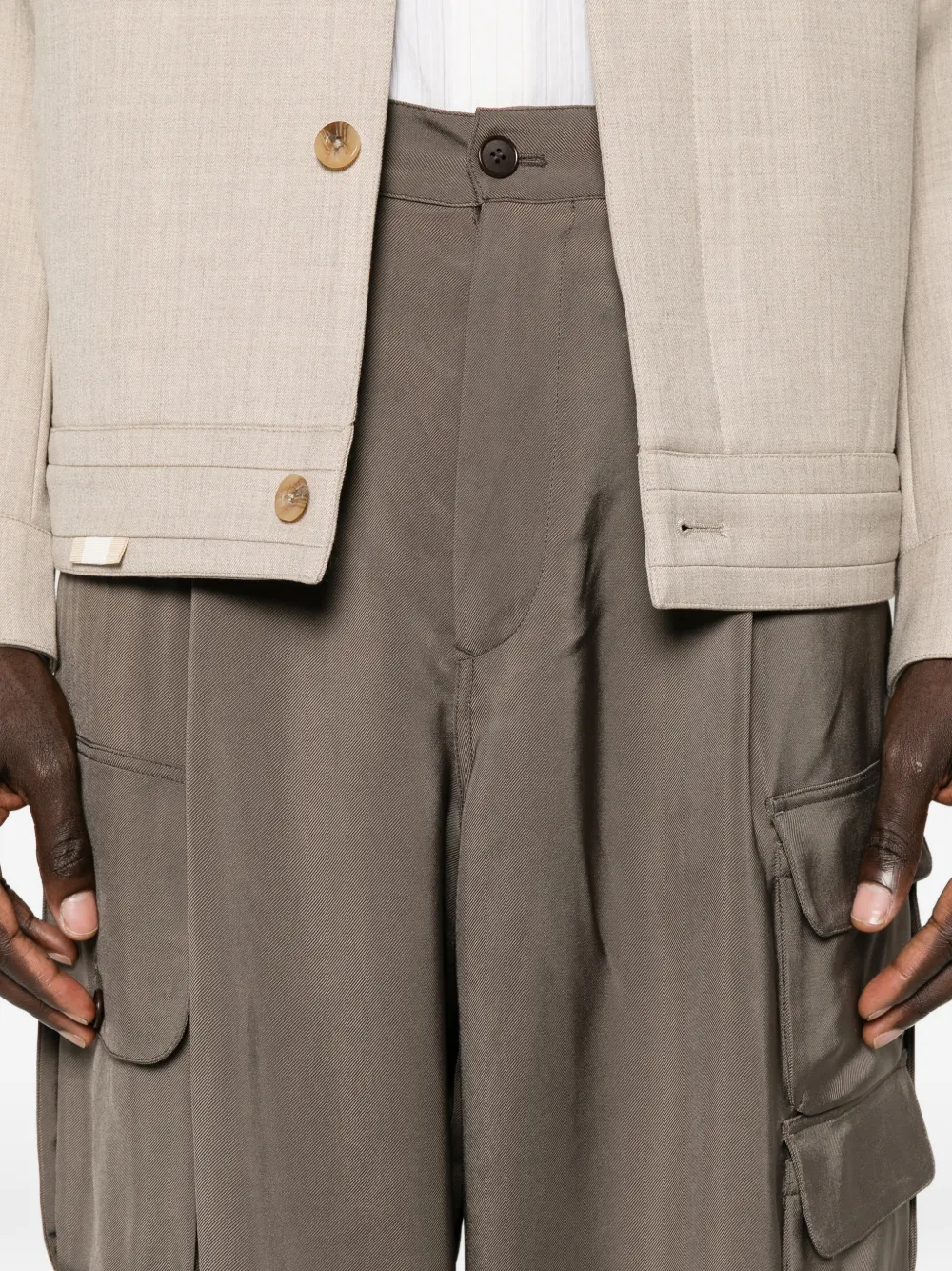 Giorgio Armani Geplooide cargo broek Bruin