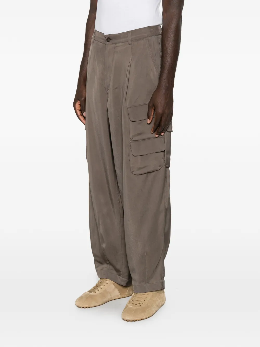 Giorgio Armani Geplooide cargo broek Bruin