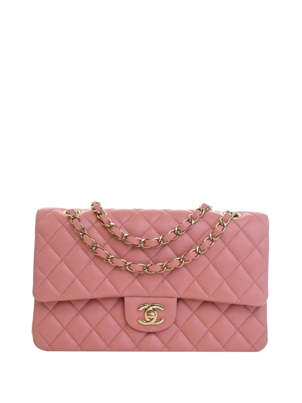 CHANEL Pre-Owned 2017-2018 Medium Classic Lambskin Double Flap shoulder bag - Rosa